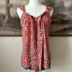 Banana Republic Red and White Sleeveless Blouse